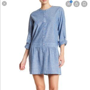 Soft Joie Amiri Cotton Linen Chambray Button Peplum Shirt Dress Size XS